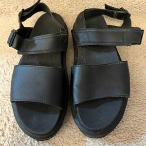Dr. Martens Voss Black Leather Platform Sandals Shoes Womens Size 9 AW004 SH01W